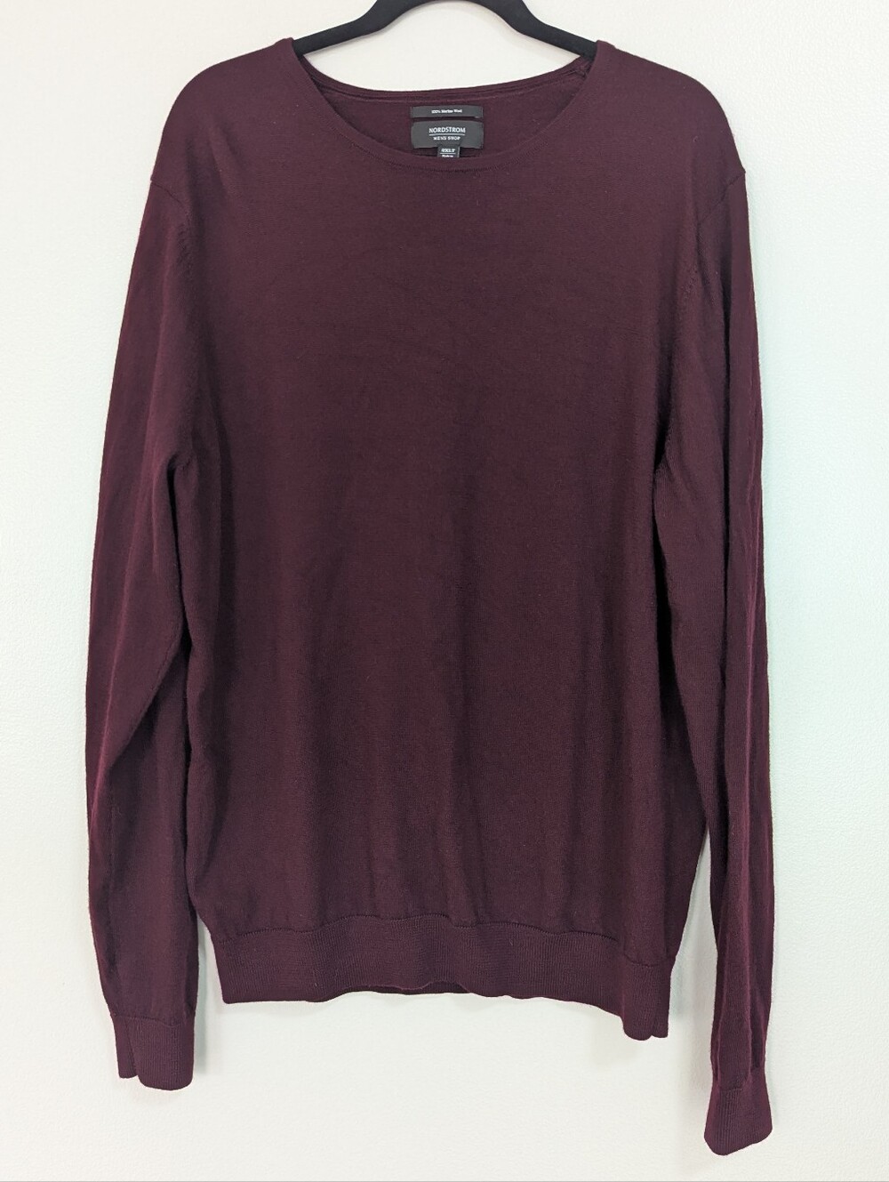 Nordstrom Men's Shop Burgundy 100% Merino Wool Crew Sweater 2XLT